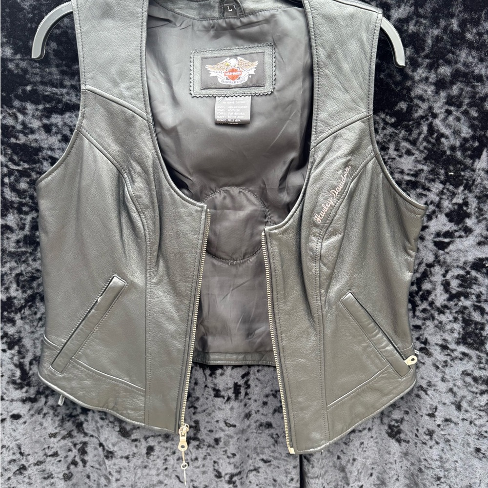Women's black Leather Vest